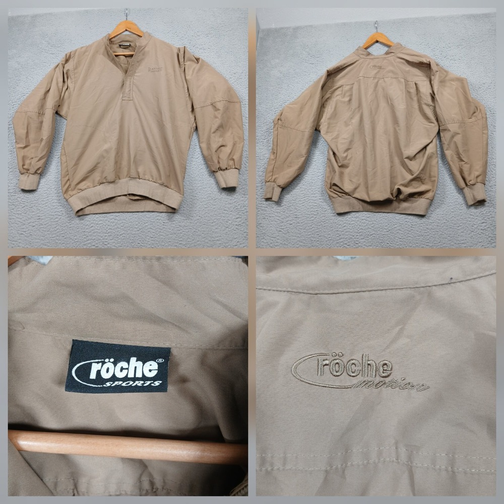 Röche Sports Windbreaker Pullover‎ Mens L Tan Lightweight Jacket